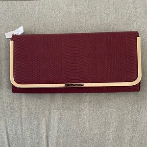NWT Aldo Maroon Snakeskin Clutch